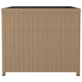 Tea Table with Glass Top Beige Poly Rattan&Tempered Glass 319561