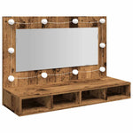 ZNTS Mirror Cabinet with LED Old Wood 90x31.5x62 cm 857005