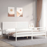Bed Frame without Mattress White 200x200 cm Solid Wood 3195047