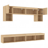 6 Piece TV Wall Units with LED Sonoma Oak Engineered Wood 3216706