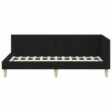 Corner Bed Frame with Headboard Black 90 cm x 190 cm Velvet 42016183