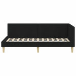 Corner Bed Frame Black 100 x 200 cm Fabric and Engineered wood 42016199