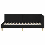 Corner Bed Frame Black 100 x 200 cm Fabric and Engineered wood 42016199
