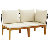 2 pcs Garden Lounge Set with Cushions Solid Acacia Wood & Rope 42022077