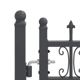 Fence Gate with Spear Top with Lock Grey 404 x 100 cm Steel 42009048