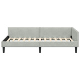 Corner Bed Frame Light Grey 90 cm x 200 cm Velvet 42016154
