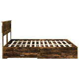 Bed Frame with Drawer Smoked Oak 200 x 200 cm Engineered Wood 3409956