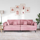 Velvet Sofa with Cushion 3 pcs Pink 208 cm Velvet 3335175