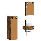 Bathroom Cabinet Set 4 pcs Smoked Oak 40 x 10.5 x 60.5 cm 3407363