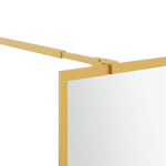 Walk-in Shower Wall with Clear ESG Glass Gold 90x195 cm 154937