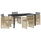 Garden Dining Set 5 pcs Beige Powder-Coated Steel 3380671
