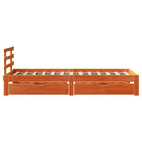 ZNTS Bed Frame with Drawers without Mattress Wax Brown 75x190 cm Small Single 3302020