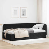 Corner Bed Frame with Headboard Black 100 x 200 cm Velvet 42016548