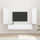 TV Cabinet Set 4 pcs High Gloss White Engineered Wood 3409037