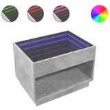 ZNTS Coffee Table with Infinity LED Concrete Grey 70x50x50 cm 847661