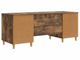 Desk with Shelf Smoked Oak 142.5 x 50 x 75 cm Engineered Wood 3414599