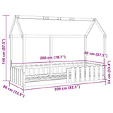Kids' House Bed Frame without Mattress 80x200 cm Solid Wood Pine 850689
