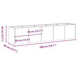 Planter Black 200x40x40 cm Cold-rolled Steel 860682