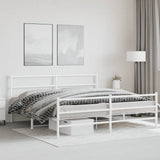Metal Bed Frame without Mattress with Footboard White 200x200cm 355439