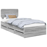 Bed Frame with Drawer Grey Sonoma 90 x 190 cm Engineered Wood 3412232
