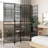 Room Divider 5 Panels Black Poly Rattan 365380