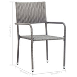 Dining Set Grey Solid acacia wood, PE rattan, Powder-coated steel 3068721