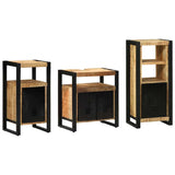 Bathroom Furniture Set with Shelf 3 pcs Brown Solid Mango Wood 3305626