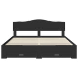 Bed Frame with Headboard Black 200 x 200 cm Engineered Wood 3413153