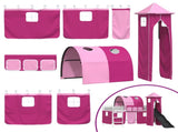 Kids'Loft Bed Frame White and Pink 100 x 200 cm Metal 42020911