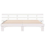 Bed Frame with Headboard White 200 x 200 cm Solid Pine Wood 3385677