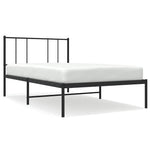 Metal Bed Frame without Mattress with Headboard Black 100x190cm 352474