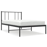 Metal Bed Frame without Mattress with Headboard Black 100x190cm 352474