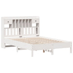 Bookcase Bed without Mattress White 135x190 cm Double Solid Wood Pine 3322925