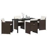 Garden Dining Set with Cushion 5 pcs Brown Poly Rattan 3379953