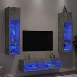 6 Piece TV Wall Units with LED Concrete Grey Engineered Wood 3216625
