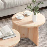 Coffee Table 2 pcs Natural Solid Pine wood 873550