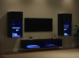 TV Wall Unit Wall-mounted 6 pcs Black Oak Engineered Wood 3402931
