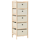 Storage Racks with 5 Fabric Baskets 2 pcs Beige Cedar Wood 276232