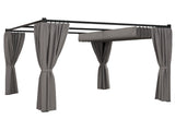 3 x 3m Moving Canopy Metal Pergola, with Curtains - Grey T3398P317588