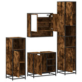 ZNTS 4 Piece Bathroom Furniture Set Smoked Oak Engineered Wood 3301237