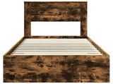 Bed Frame Smoked Oak and Silver 75 x 190 cm Engineered Wood 3410046