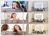 Storage Dressing Table, with LED Light Mirror - White T3398P343016