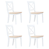 Dining Chairs 4 pcs White and Light Wood Solid Rubber Wood 247359