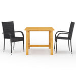 ZNTS 3 Piece Garden Dining Set Black 3068698