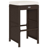 Garden Bar Stools with Cushions 2 pcs Brown Poly Rattan 368685