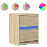 Bedside Cabinets with LED Lights 2 pcs Sonoma Oak Engineered Wood 852038