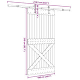 Sliding Door with Hardware Set 100x210 cm Solid Wood Pine 3332759