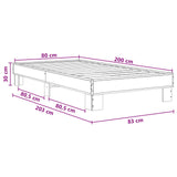 Bed Frame Grey Sonoma 80 x 200 cm Engineered Wood 8009131