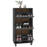 Shoe Cabinet "HAMAR" Dark Grey 59,5x35x117 cm Solid Wood Pine 340514