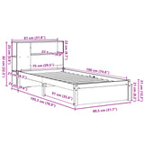 Bookcase Bed without Mattress 75x190cm Small Single Solid Wood Pine 3322369